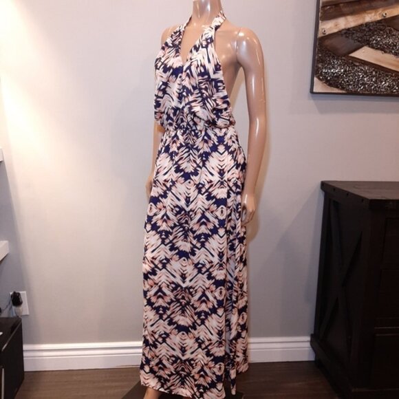 Dynamite Women's Maxi Dress - Navy and Cream - Picture 4 of 9